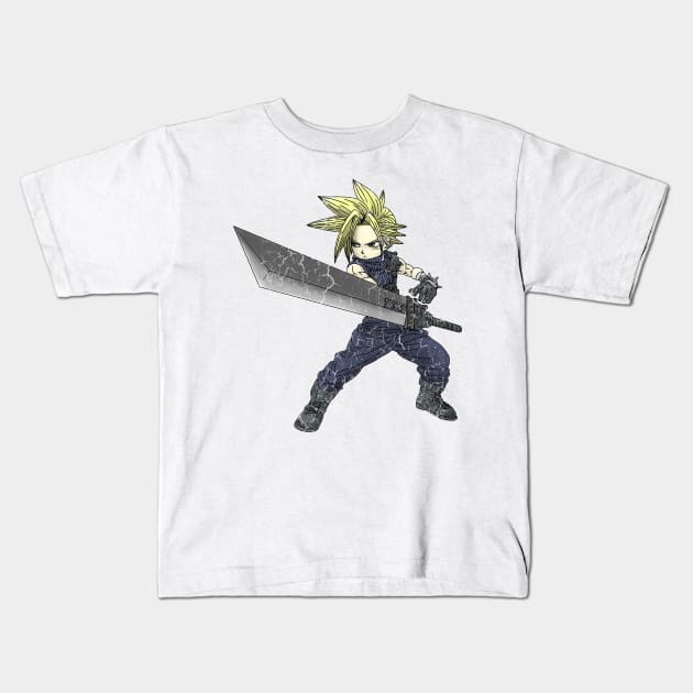 CLUD STRIFE NO KATANA Kids T-Shirt by Vikinoko Micro Photography